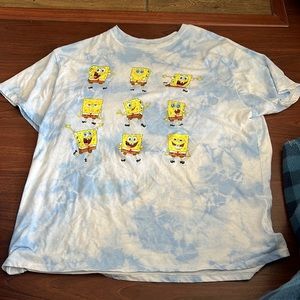 Blue and white tie dye tee